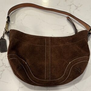 Coach Chocolate Brown Suede Shoulder Bag
